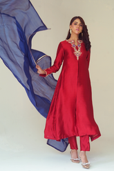 Gul E Noor - Kanzil - Red - Pure Sheesha Silk - 3 Piece